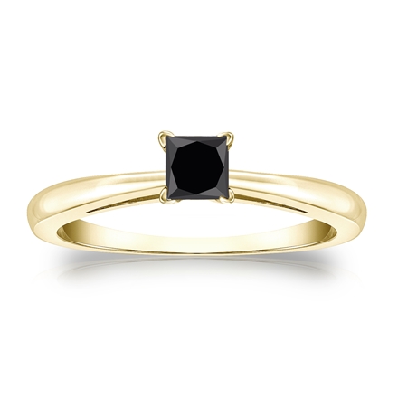 14k Yellow Gold 4-Prong  Black Diamond Solitaire Ring 0.50 ct. tw.