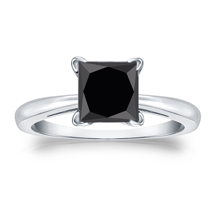Certified 18k White Gold 4-Prong  Black Diamond Solitaire Ring 2.00 ct. tw.