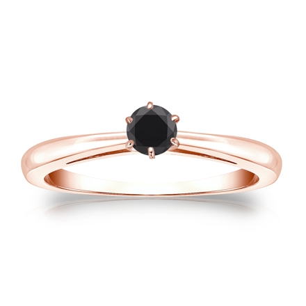 14k Rose Gold 6-Prong  Black Diamond Solitaire Ring 0.25 ct. tw.
