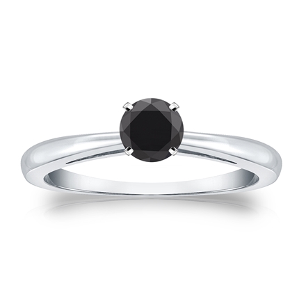 Certified Platinum 4-Prong  Black Diamond Solitaire Ring 0.50 ct. tw.