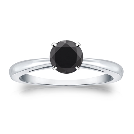 Certified Platinum 4-Prong  Black Diamond Solitaire Ring 0.75 ct. tw.