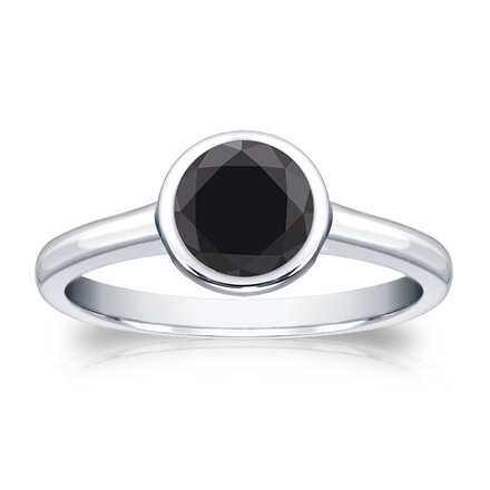 Certified Platinum Bezel Black Diamond Solitaire Ring 1.25 ct. tw.