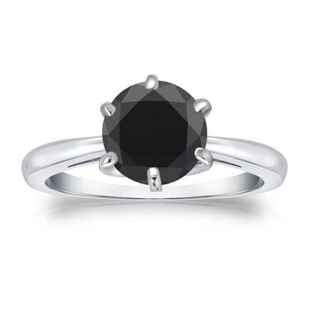 Certified Platinum 6-Prong  Black Diamond Solitaire Ring 2.00 ct. tw.