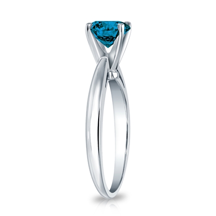 Certified 18k White Gold 4 Prong Blue Diamond Solitaire Ring 0 75 Ct Tw Blue Si1 Si2 Diamondstuds Com