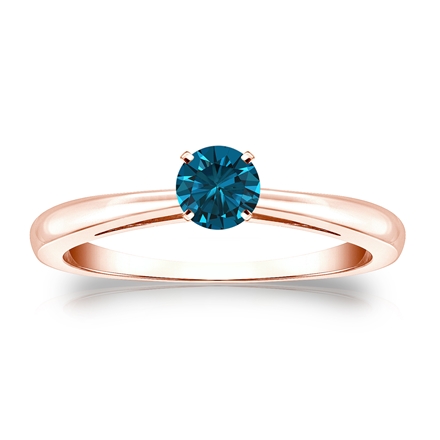 Certified 14k Rose Gold 4-Prong Blue Diamond Solitaire Ring 0.33 ct. tw. (Blue, SI1-SI2)