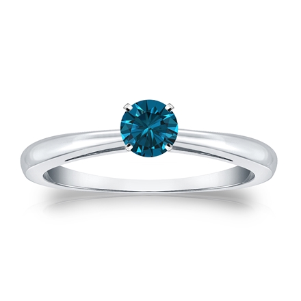 Certified 18k White Gold 4-Prong Blue Diamond Solitaire Ring 0.33 ct. tw. (Blue, SI1-SI2)