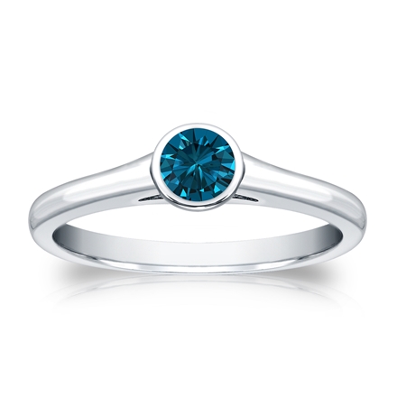 Certified Platinum Bezel Round Blue Diamond Ring 0.33 ct. tw. (Blue, SI1-SI2)