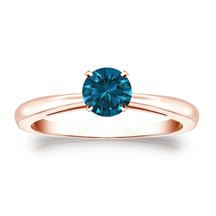 Certified 14k Rose Gold 4-Prong Blue Diamond Solitaire Ring 0.50 ct. tw. (Blue, SI1-SI2)