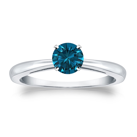 Certified 14k White Gold 4-Prong Blue Diamond Solitaire Ring 0.50 ct. tw. (Blue, SI1-SI2)