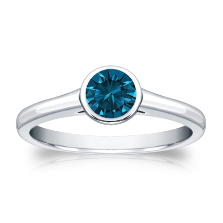 Certified Platinum Bezel Round Blue Diamond Ring 0.50 ct. tw. (Blue, SI1-SI2)