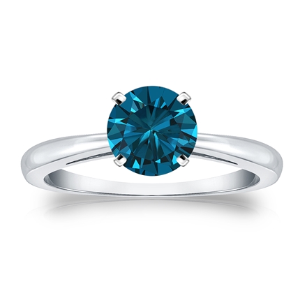 Certified 18k White Gold 4-Prong Blue Diamond Solitaire Ring 1.00 ct. tw. (Blue, SI1-SI2)