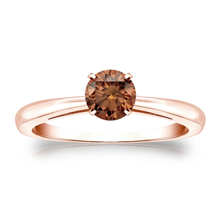 Certified 14k Rose Gold 4-Prong Brown Diamond Solitaire Ring 0.50 ct. tw. (Brown, SI1-SI2)