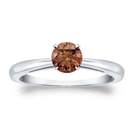 Certified Platinum 4-Prong Brown Diamond Solitaire Ring 0.50 ct. tw. (Brown, SI1-SI2)