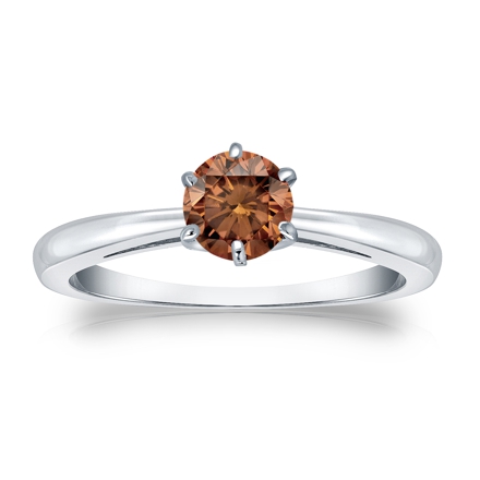 Certified Platinum 6-Prong Brown Diamond Solitaire Ring 0.50 ct. tw. (Brown, SI1-SI2)