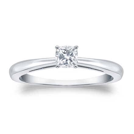 Natural Diamond Solitaire Ring Cushion 0.25 ct. tw. (H-I, SI1-SI2) 18k White Gold 4-Prong