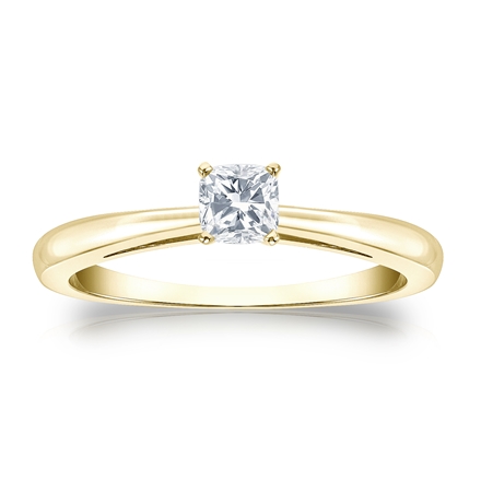 Natural Diamond Solitaire Ring Cushion 0.25 ct. tw. (I-J, I1-I2) 18k Yellow Gold 4-Prong