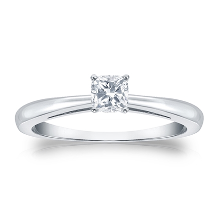 Natural Diamond Solitaire Ring Cushion 0.33 ct. tw. (G-H, SI1) 14k White Gold 4-Prong