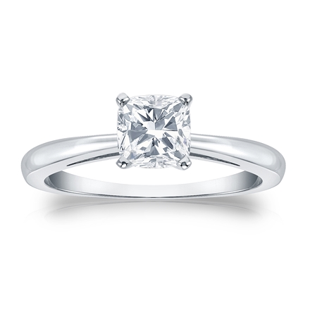 Certified 18k White Gold 4-Prong Cushion Diamond Solitaire Ring 0.75 ct. tw. (I-J, I1-I2)