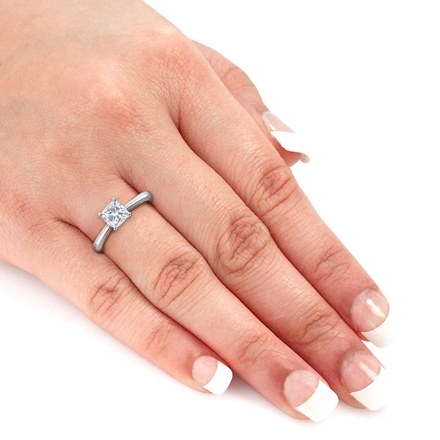 Natural Diamond Solitaire Ring Cushion (G-H, SI1) 14k