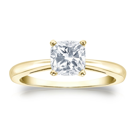 Certified 18k Yellow Gold 4-Prong Cushion Diamond Solitaire Ring 1.00 ct. tw. (I-J, I1-I2)