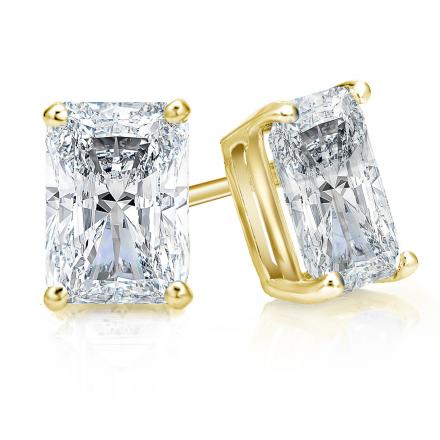 Certified Lab Grown Diamond Studs Earrings Radiant 3.25 ct. tw. (H-I, VS) in 14k Yellow Gold 4-Prong Basket