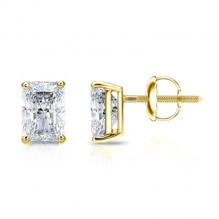 Certified Lab Grown Diamond Studs Earrings Radiant 4.25 ct. tw. (H-I, VS) in 14k Yellow Gold 4-Prong Basket