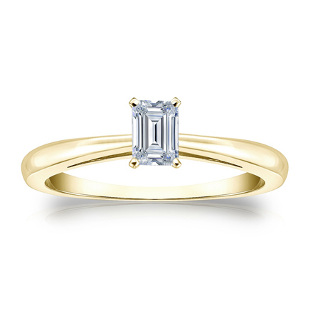 Natural Diamond Solitaire Ring Emerald 0.25 ct. tw. (G-H, VS1-VS2) 14k Yellow Gold 4-Prong