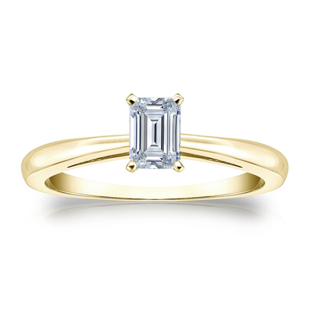 Natural Diamond Solitaire Ring Emerald 0.33 ct. tw. (H-I, I1) 14k Yellow Gold 4-Prong