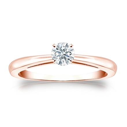 Natural Diamond Solitaire Ring Hearts & Arrows 0.25 ct. tw. (F-G, VS1-VS2) 14k Rose Gold 4-Prong