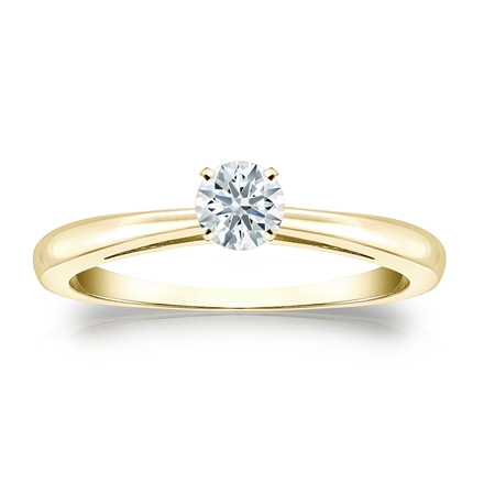 Natural Diamond Solitaire Ring Hearts & Arrows 0.25 ct. tw. (F-G, VS2, Ideal) 18k Yellow Gold 4-Prong
