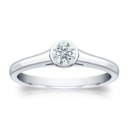 Natural Diamond Solitaire Ring Hearts & Arrows 0.25 ct. tw. (F-G, SI2, Ideal) Platinum Bezel