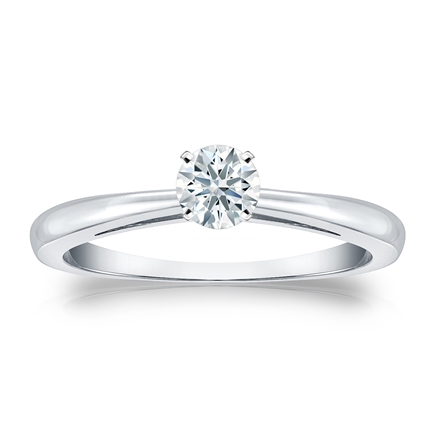 Natural Diamond Solitaire Ring Hearts & Arrows 0.33 ct. tw. (F-G, SI2, Ideal) Platinum 4-Prong