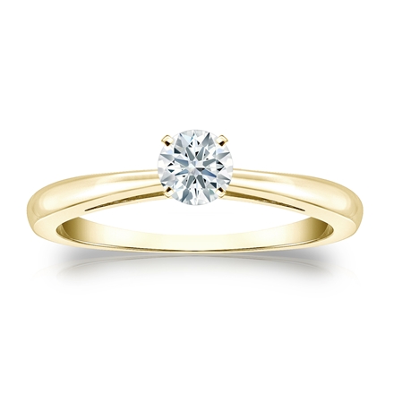 Natural Diamond Solitaire Ring Hearts & Arrows 0.33 ct. tw. (F-G, VS2, Ideal) 14k Yellow Gold 4-Prong