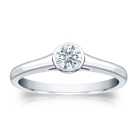 Natural Diamond Solitaire Ring Hearts & Arrows 0.33 ct. tw. (H-I, I1-I2) 14k White Gold Bezel