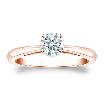 Natural Diamond Solitaire Ring Hearts & Arrows 0.50 ct. tw. (F-G, SI2, Ideal) 14k Rose Gold 4-Prong