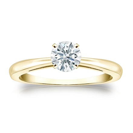 Natural Diamond Solitaire Ring Hearts & Arrows 0.50 ct. tw. (H-I, I1-I2) 14k Yellow Gold 4-Prong