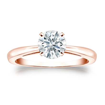 Natural Diamond Solitaire Ring Hearts & Arrows 0.75 ct. tw. (H-I, I1-I2) 14k Rose Gold 4-Prong