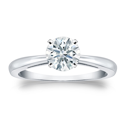 Natural Diamond Solitaire Ring Hearts & Arrows 0.75 ct. tw. (F-G, SI2, Ideal) Platinum 4-Prong