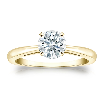 Natural Diamond Solitaire Ring Hearts & Arrows 0.75 ct. tw. (F-G, VS1-VS2) 18k Yellow Gold 4-Prong