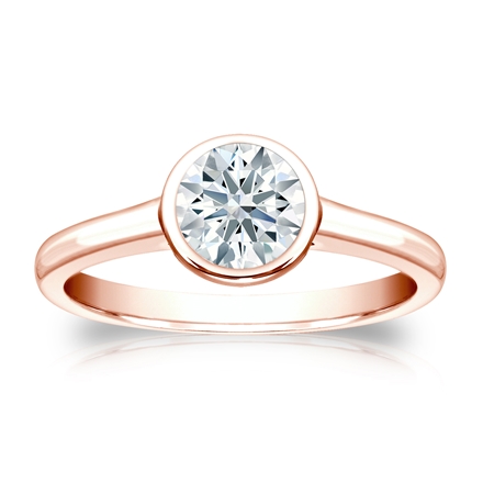 Natural Diamond Solitaire Ring Hearts & Arrows 0.75 ct. tw. (F-G, VS2, Ideal) 14k Rose Gold Bezel