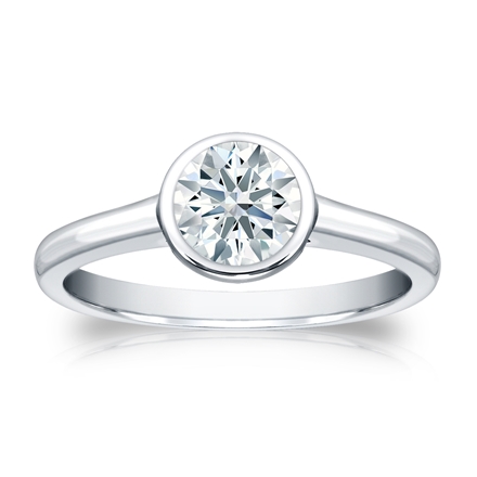Natural Diamond Solitaire Ring Hearts & Arrows 0.75 ct. tw. (H-I, I1-I2) 14k White Gold Bezel