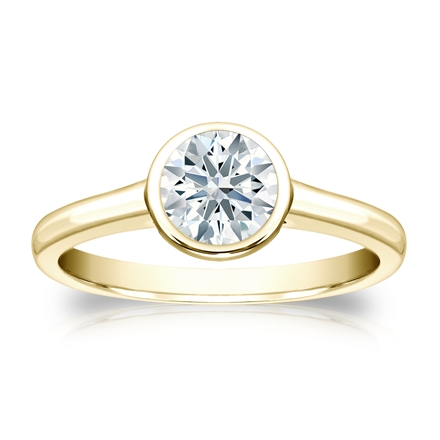Natural Diamond Solitaire Ring Hearts & Arrows 0.75 ct. tw. (F-G, SI1, Ideal) 18k Yellow Gold Bezel