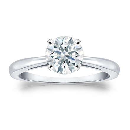 Certified 14k White Gold 4-Prong Hearts & Arrows Diamond Solitaire Ring 1.00 ct. tw. (F-G, VS2)