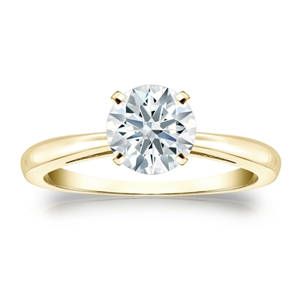 Certified 18k Yellow Gold 4-Prong Hearts & Arrows Diamond Solitaire Ring 1.00 ct. tw. (F-G, VS2)