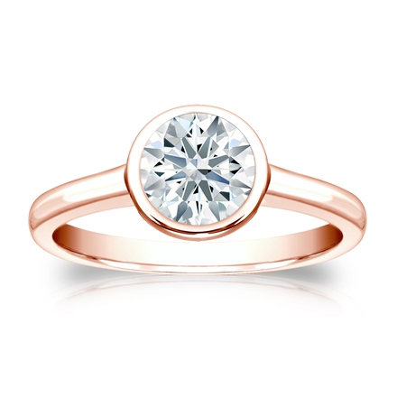 Natural Diamond Solitaire Ring Hearts & Arrows 1.00 ct. tw. (F-G, VS1-VS2) 14k Rose Gold Bezel