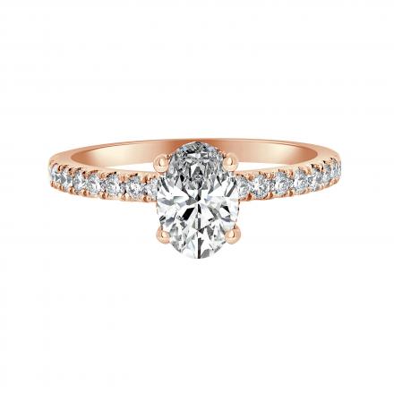 IGI Certified Lab Grown Diamond Hidden Halo Engagement Ring Oval 1.00 ct. (E-F, VS) in 14k Rose Gold
