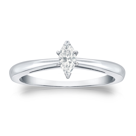 Natural Diamond Solitaire Ring Marquise 0.25 ct. tw. (I-J, I1-I2) 14k White Gold V-End Prong