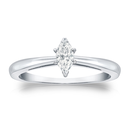Natural Diamond Solitaire Ring Marquise 0.33 ct. tw. (I-J, I1-I2) 14k White Gold V-End Prong