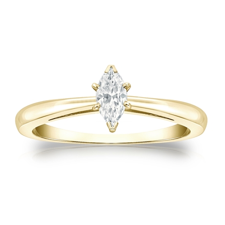 Natural Diamond Solitaire Ring Marquise 0.33 ct. tw. (H-I, I1) 14k Yellow Gold V-End Prong