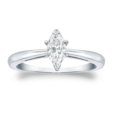 Certified Platinum V-End Prong Marquise Diamond Solitaire Ring 0.75 ct. tw. (G-H, VS1-VS2)